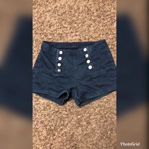 Curvy Fit Navy Button-Up Shorts